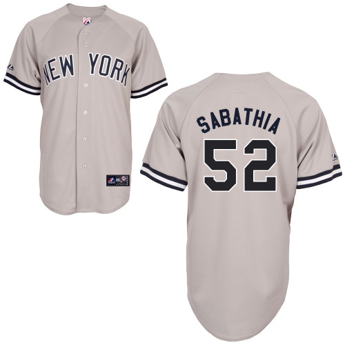CC Sabathia #52 MLB Jersey-New York Yankees Men's Authentic Replica Gray Road Baseball Jersey